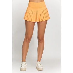 Gold Hinge Pleated‎ Tennis Skirt Skort in Sunrise Orange
